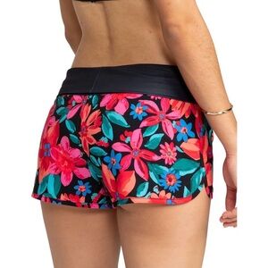 Roxy Endless Summer Red and Purple Patterned Athletic Shorts